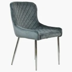 Heron Dark Grey Velvet Dining Chair With Chrome Legs -Furniture Specialty Store heron dakr grey velvet chrome 2