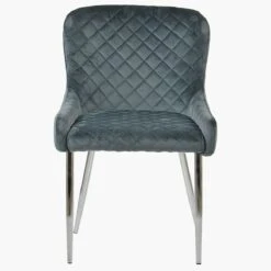 Heron Dark Grey Velvet Dining Chair With Chrome Legs -Furniture Specialty Store heron dakr grey velvet chrome 3