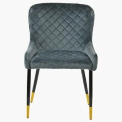 Heron Dark Grey Velvet Dining Chair With Black Gold Legs