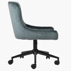 Heron Dark Grey Velvet Swivel Home Office Chair Black Base