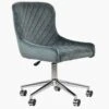 Heron Dark Grey Velvet Swivel Home Office Chair Chrome Base