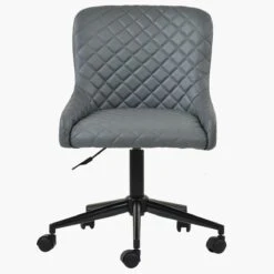 Heron Dark Grey Faux Leather Swivel Office Chair Black Legs -Furniture Specialty Store heron dark grey offic chair black 1