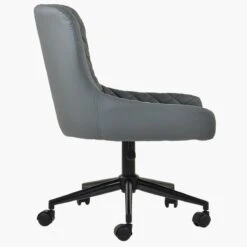 Heron Dark Grey Faux Leather Swivel Office Chair Black Legs -Furniture Specialty Store heron dark grey offic chair black 2