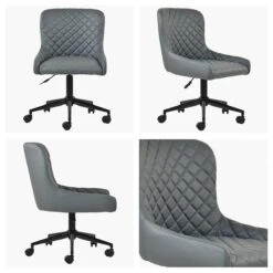 Heron Dark Grey Faux Leather Swivel Office Chair Black Legs -Furniture Specialty Store heron dark grey offic chair black white