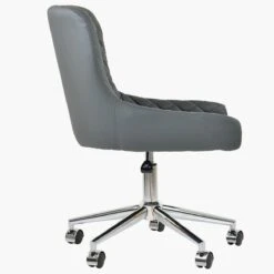 Heron Dark Grey Faux Leather Swivel Office Chair Chrome Legs -Furniture Specialty Store heron dark grey offic chair chrome 2