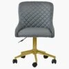Heron Dark Grey Faux Leather Swivel Office Chair With Gold Legs -Furniture Specialty Store heron dark grey pu office gold 2