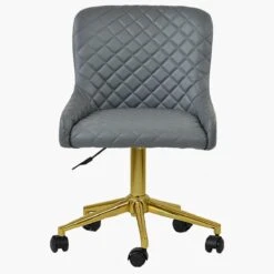 Heron Dark Grey Faux Leather Swivel Office Chair With Gold Legs