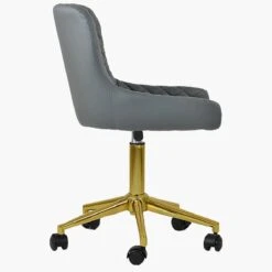 Heron Dark Grey Faux Leather Swivel Office Chair With Gold Legs -Furniture Specialty Store heron dark grey pu office gold 3
