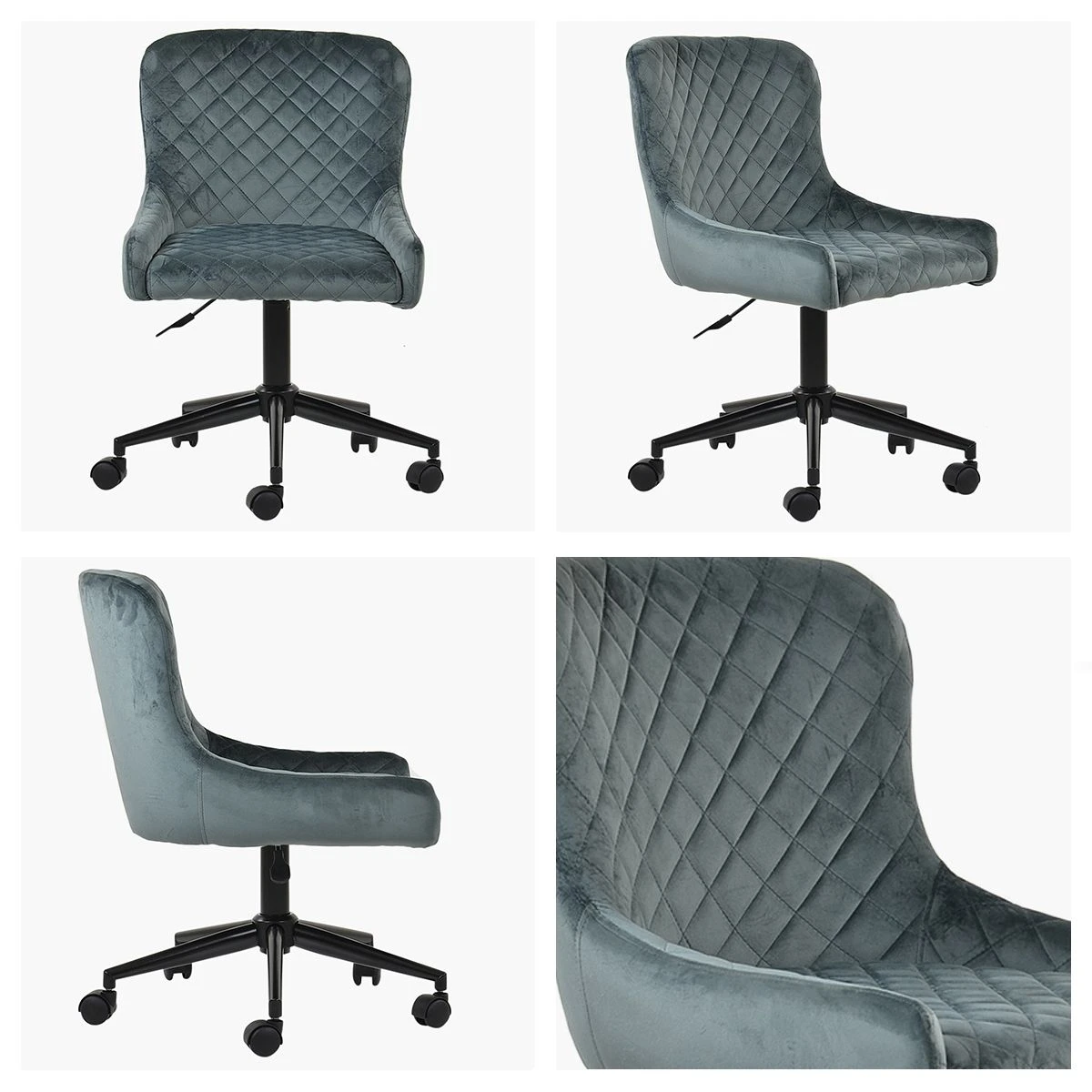 Heron Dark Grey Velvet Swivel Home Office Chair Black Base 4 Heron Dark Grey Velvet Swivel Home Office Chair Black Base - Image 2
