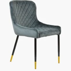 Heron Dark Grey Velvet Dining Chair With Black Gold Legs -Furniture Specialty Store heron dark grey velvet gold tip new 1