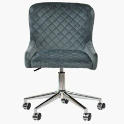 Heron Dark Grey Velvet Swivel Home Office Chair Chrome Base -Furniture Specialty Store heron dark grey velvet office chair chrome 1