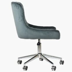 Heron Dark Grey Velvet Swivel Home Office Chair Chrome Base -Furniture Specialty Store heron dark grey velvet office chair chrome 2