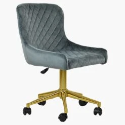 Heron Dark Grey Velvet Swivel Office Chair With Gold Legs -Furniture Specialty Store heron dark grey velvet office gold 2