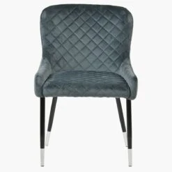 Heron Dark Grey Velvet Dining Chair With Black Silver Legs -Furniture Specialty Store heron dark grey velvet silver tip 1