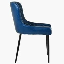 Heron Blue Leather Dining Chair With Black Leg -Furniture Specialty Store heron vintage blue black 1