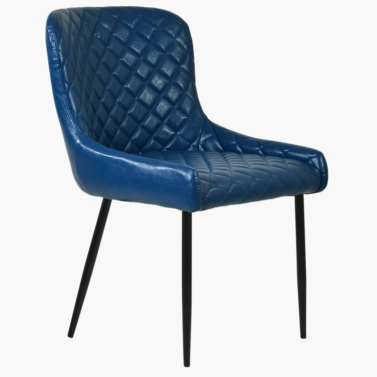 Heron Blue Leather Dining Chair With Black Leg - Image 3