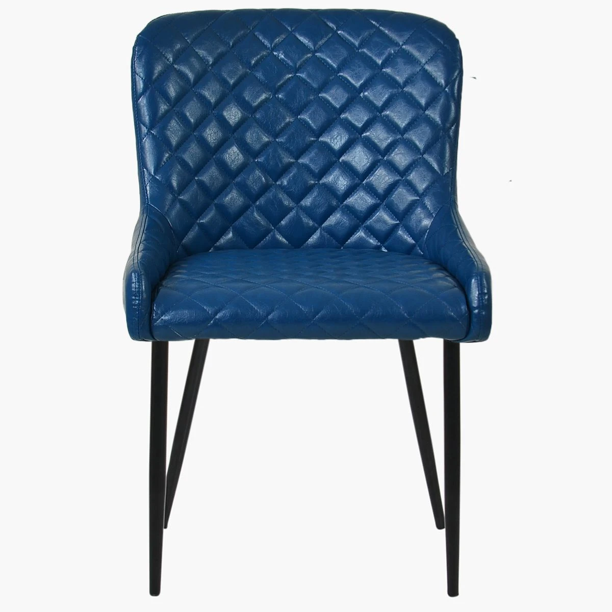 Heron Blue Leather Dining Chair With Black Leg - Image 2