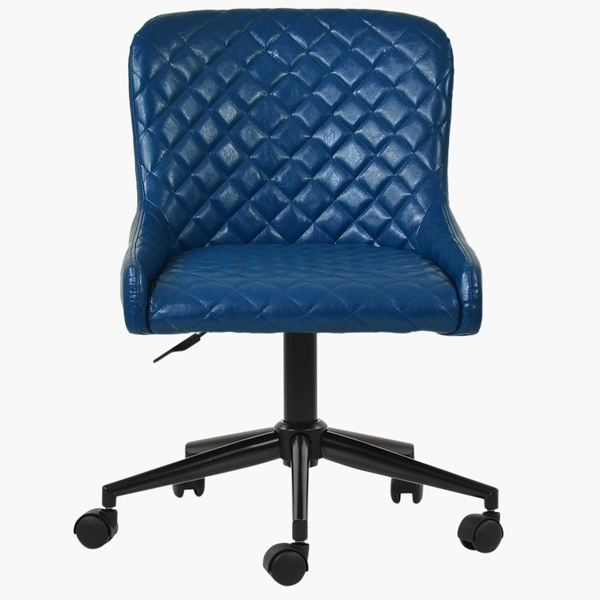 Heron Vintage Blue Leather Swivel Office Chair With Black Base - Image 2