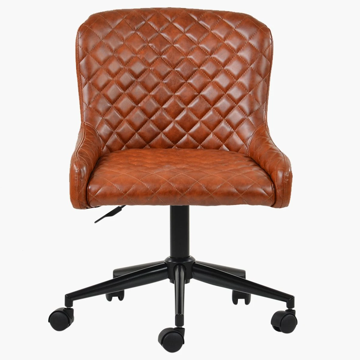 Heron Vintage Brown Leather Swivel Home Office Chair