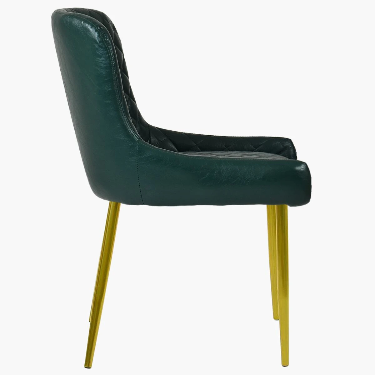 Heron Green Leather Dining Chair With Gold Leg - Image 4