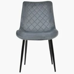 Hogan Dark Grey Velvet Dining Chair With Black Legs