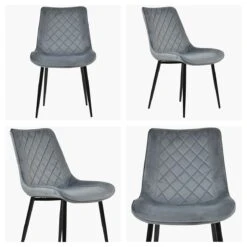 Hogan Dark Grey Velvet Dining Chair With Black Legs -Furniture Specialty Store hogan dark grey velvet black white