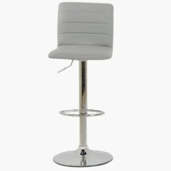 Horizon Grey Faux Leather Chrome Base Breakfast Stool