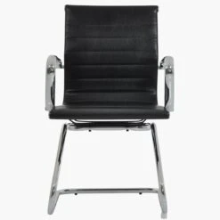 Howden Black Leather Office Chair Without Wheels