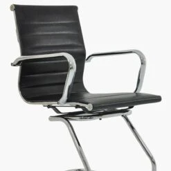 Howden Black Leather Office Chair Without Wheels -Furniture Specialty Store howden black 4