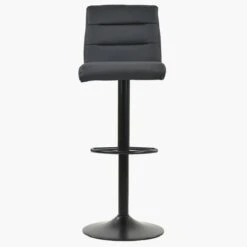 Istanbul Dark Grey Faux Leather Black Base Barstool