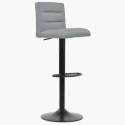 Istanbul Grey Faux Leather Black Base Kitchen Stool -Furniture Specialty Store istanbul grey pu 2