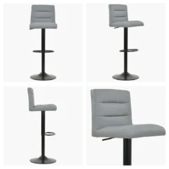 Istanbul Grey Faux Leather Black Base Kitchen Stool