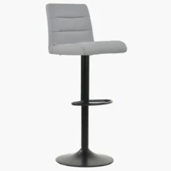Istanbul Grey Fabric Black Base Bar Stool -Furniture Specialty Store istanbul light grey fab 3
