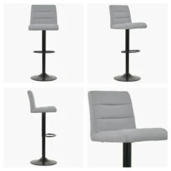 Istanbul Grey Fabric Black Base Bar Stool
