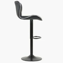 Ivy Dark Grey Faux Leather Black Base Bar Stool -Furniture Specialty Store ivy dark grey 2