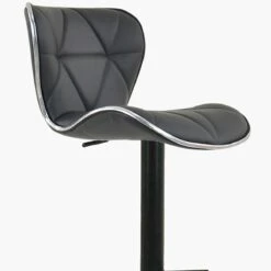 Ivy Dark Grey Faux Leather Black Base Bar Stool -Furniture Specialty Store ivy dark grey 4