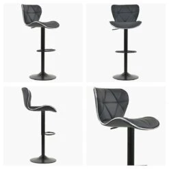 Ivy Dark Grey Faux Leather Black Base Bar Stool