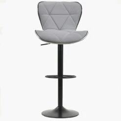 Ivy Grey Fabric Black Base Breakfast Stool