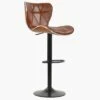 Ivy Vintage Brown Faux Leather Black Base Barstool -Furniture Specialty Store ivy vintage brown 1