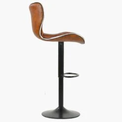 Ivy Vintage Brown Faux Leather Black Base Barstool -Furniture Specialty Store ivy vintage brown 2