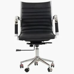 Jenson Black Leather Swivel & Recline Office Chair With Arms -Furniture Specialty Store jenson black 1 1