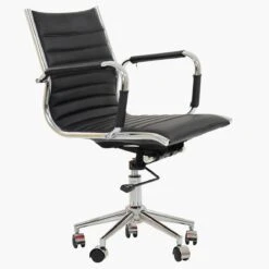 Jenson Black Leather Swivel & Recline Office Chair With Arms -Furniture Specialty Store jenson black 2 min 1
