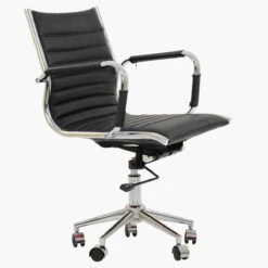 Jenson Black Leather Swivel & Recline Office Chair With Arms -Furniture Specialty Store jenson black 2 1