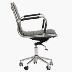 Jenson Black Leather Swivel & Recline Office Chair With Arms -Furniture Specialty Store jenson black 3 1