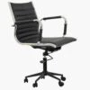 Austell Black Leather Swivel Office Chair With Arms -Furniture Specialty Store jenson black black