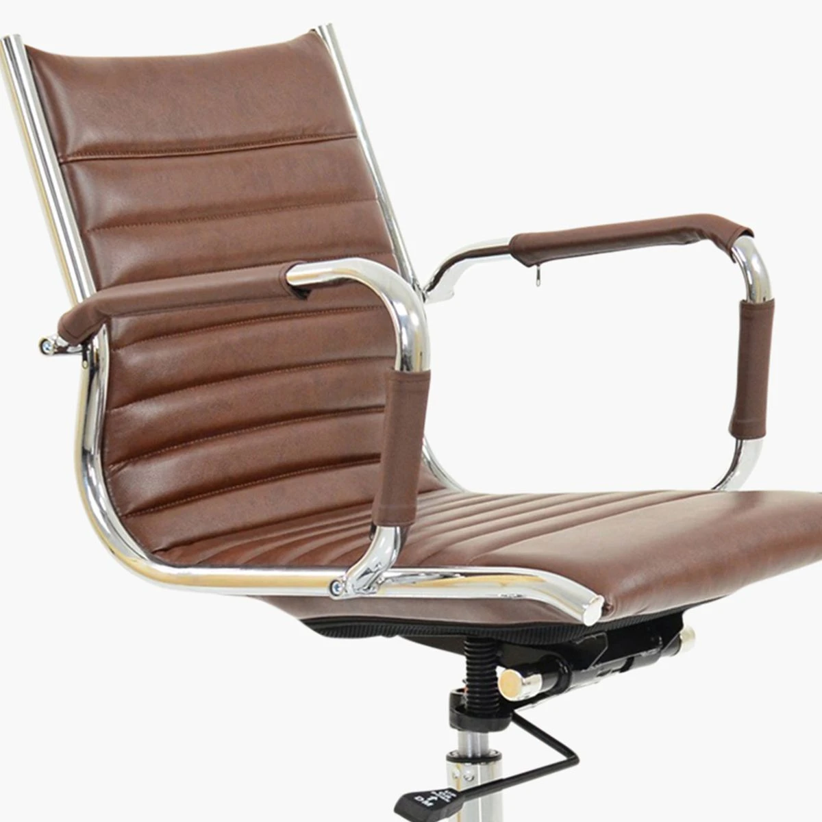 Jenson Vintage Brown Faux Leather Swivel & Recline Office Chair With Arms 7 Jenson Vintage Brown Faux Leather Swivel & Recline Office Chair With Arms - Image 5