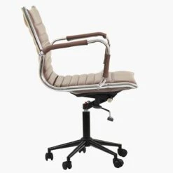 Austell Vintage Brown Faux Leather Swivel Office Chair With Arms -Furniture Specialty Store jenson brown black 2