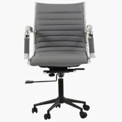 Austell Grey Faux Leather Swivel Office Chair With Arms