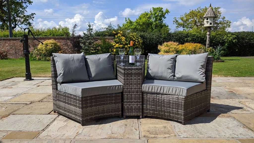 Jerez 2 Seater Garden Rattan Circle Sofa Set With Table Brown 9 Jerez 2 Seater Garden Rattan Circle Sofa Set With Table Brown - Image 7