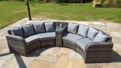Jerez 4 Seater Garden Rattan Circle Sofa Set With Table Black